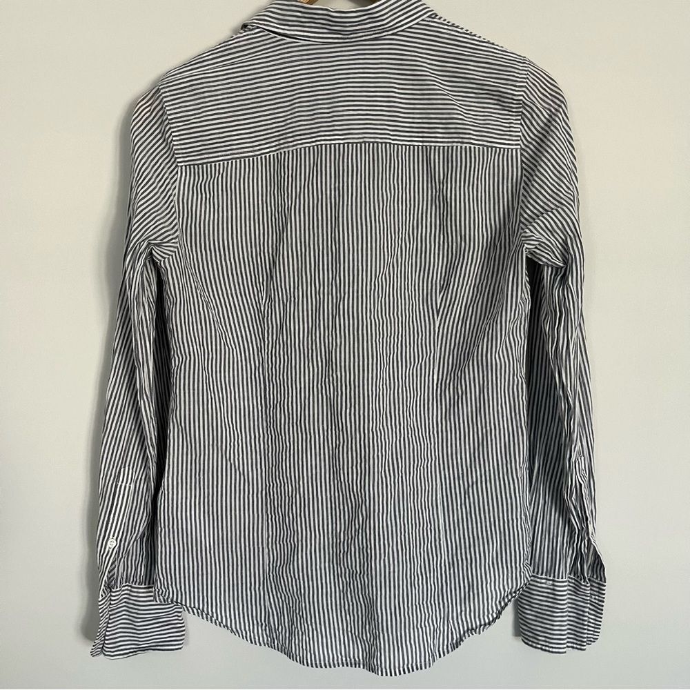 J. Crew Embellished Rhinestone Striped Perfect Button Down Shirt, Size 4 NWOT - Picture 7 of 11